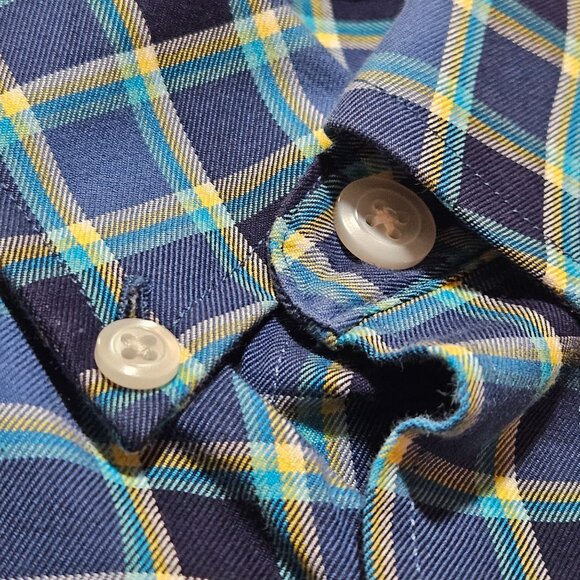 Mens Duluth Trading Co. Blue Plaid Long Sleeve Button-Down Shirt Cotton Blend Cl - Picture 10 of 16